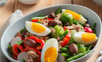 Haricot verts salade met tonijn en olijven