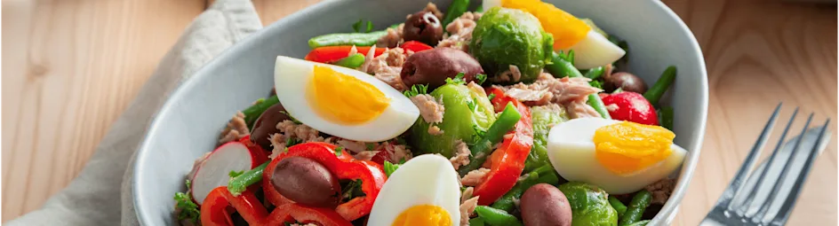 Haricot verts salade met tonijn en olijven