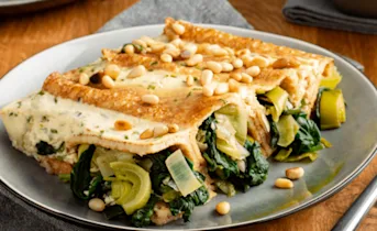 Ovenschotel met spinazie en prei