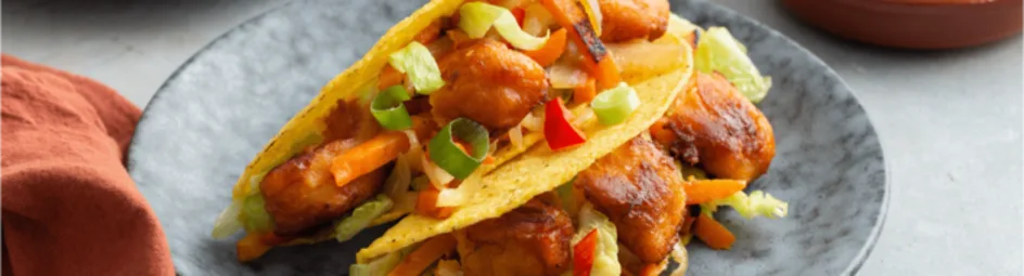 Taco's met chinese kool en kibbeling