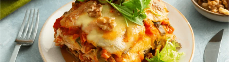 Courgette lasagne met rucola