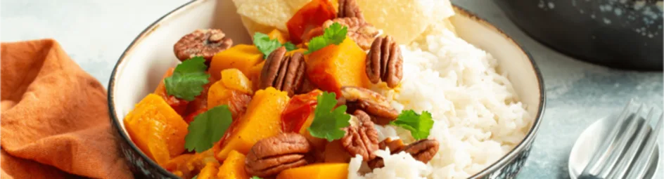 Indiase pompoencurry met pappadums