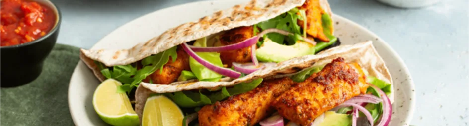 Mexicaanse wrap met kabeljauw