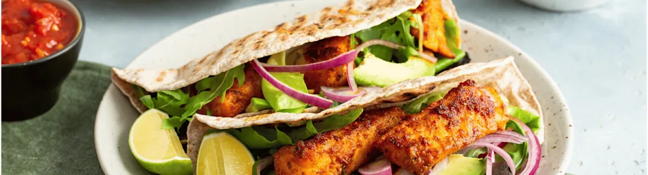 Mexicaanse wrap met kabeljauw