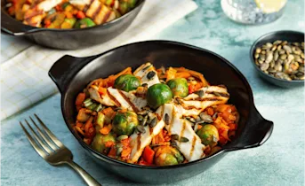 Spruitenstoof met halloumi
