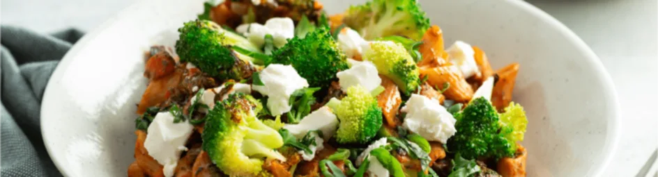 Penne met spinazie en broccoli