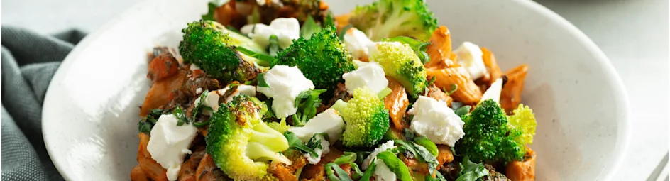 Penne met spinazie en broccoli