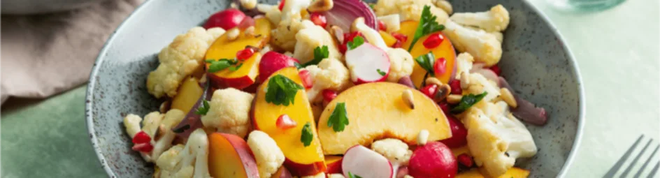 Geroosterde bloemkool salade met granaatappelpitjes