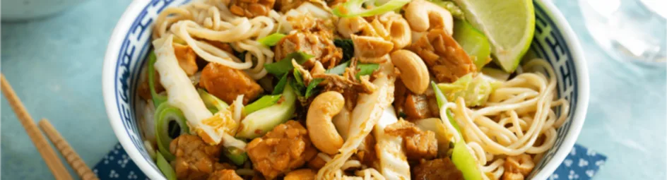 Tempeh met sajoerboontjes en noedels