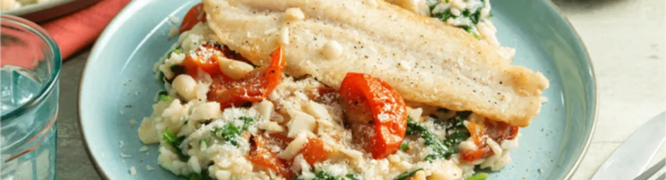 Risotto met spinazie en gebakken victoriabaars