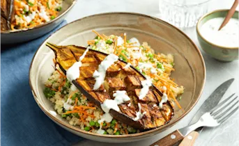 Geroosterde aubergine met couscous