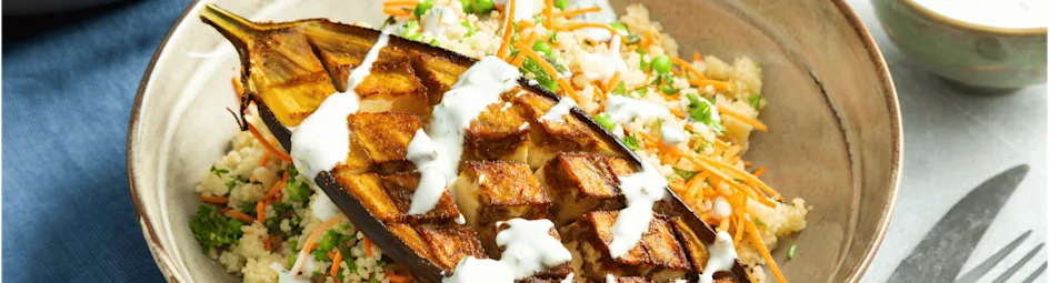 Geroosterde aubergine met couscous