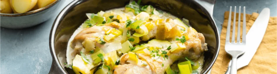 Gestoofde kippenpoten met krieltjes