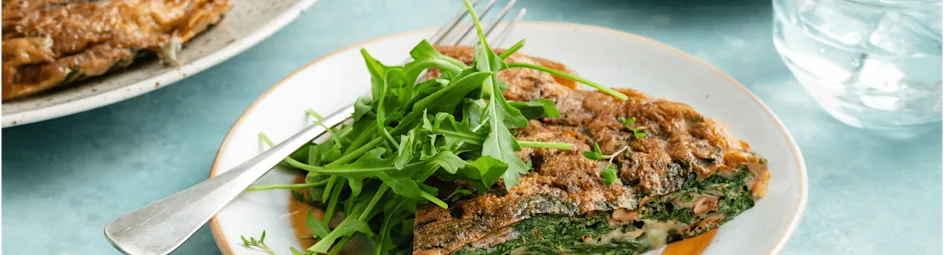 Frittata met spinazie en roquefort