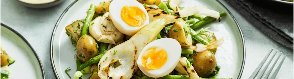 Lauwwarme aardappelsalade met groene bonen en venkel