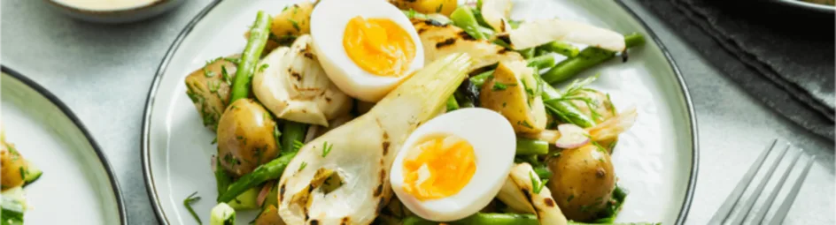 Lauwwarme aardappelsalade met groene bonen en venkel