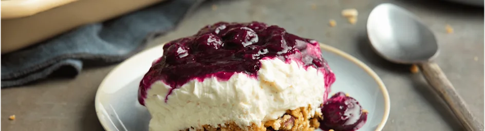 Blauwe bessen cheesecake