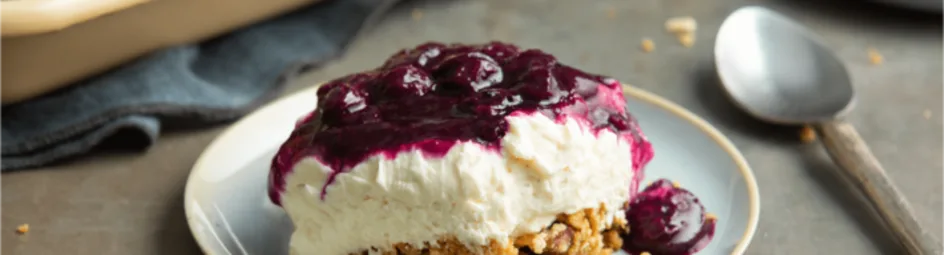 Blauwe bessen cheesecake