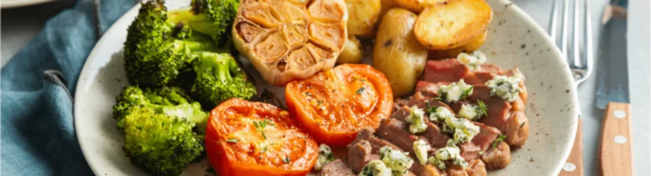 Entrecôte met blauwe kaas en krieltjes