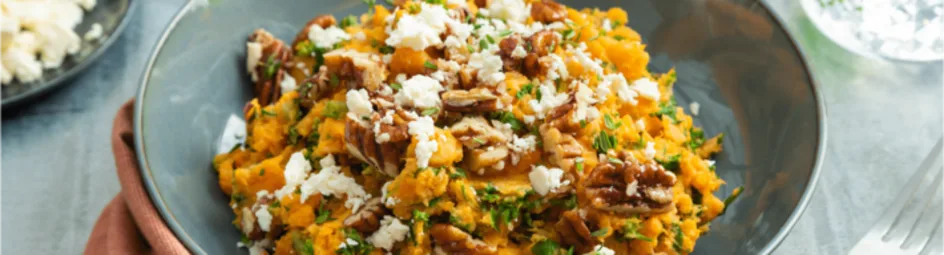 Boerenkoolstamppot met feta en pecannoten