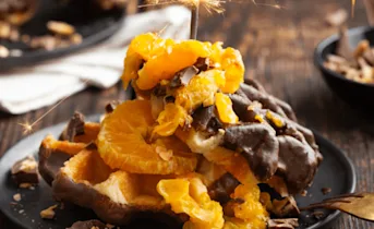 Suikerwafels met gekaramelliseerde mandarijntjes