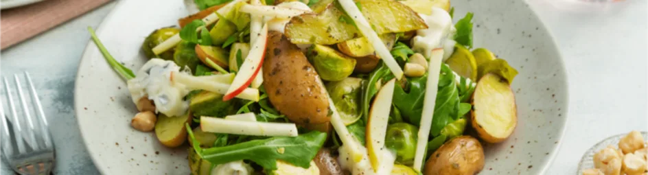 Spruitjes schotel met geroosterde aardappels