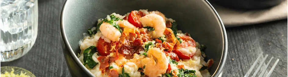 Risotto met garnalen en boerenkool
