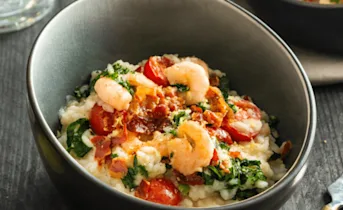 Risotto met garnalen en boerenkool