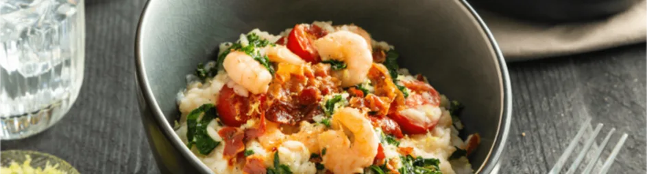 Risotto met garnalen en boerenkool