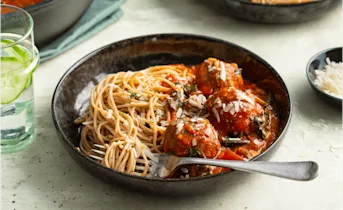 Spaghetti met gorgonzola en tijm balletjes