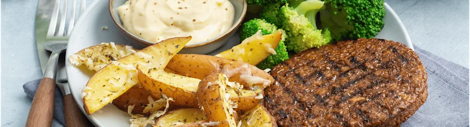 Italiaanse aardappeltjes met groenteburgers