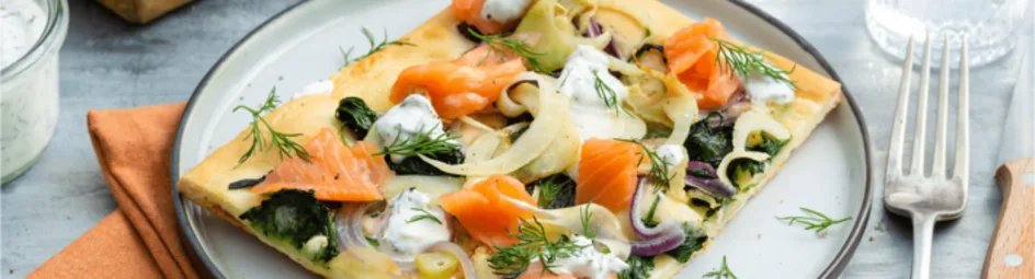 Pizza met gerookte zalm