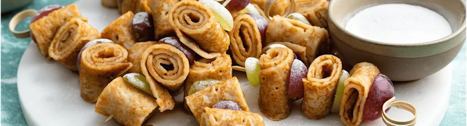 Pannenkoekspiesjes met druiven