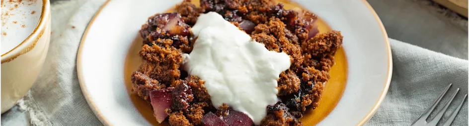 Perencrumble met blauwe bessen