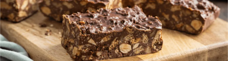 Rocky road met koek en fudge