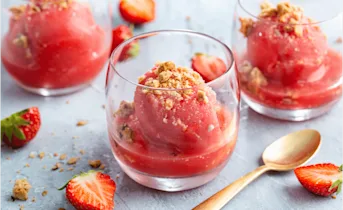 Watermeloen-aardbei sorbet ijs