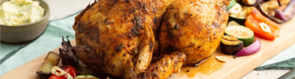 Kip op blik met geroosterde groenten