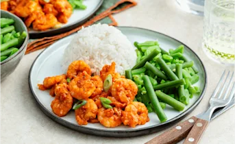 Pittige garnalen met groene bonen