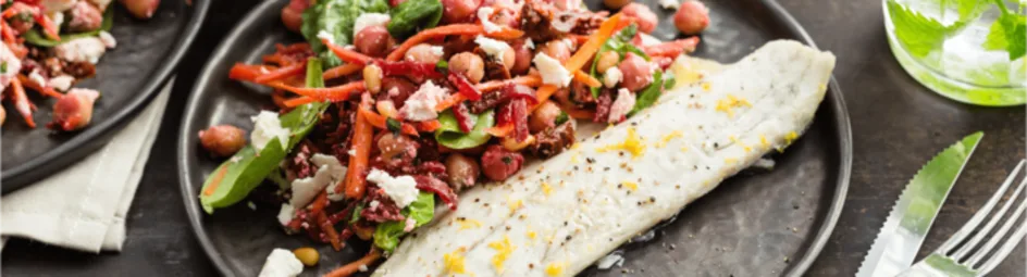 Omegabaars met kikkererwtensalade