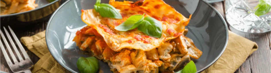 Romige lasagne met kip en champignons