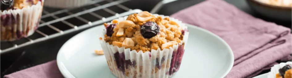 Blauwe bessen muffins met pinda’s