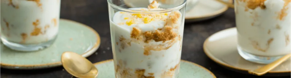 Romig citroen-gember toetje met kokos