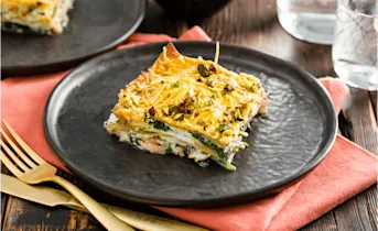 Zalmlasagne met courgette, spinazie en roomkaas