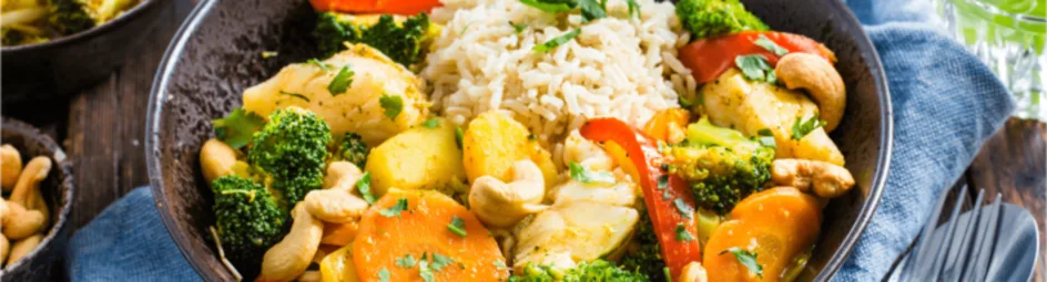 Gele curry met kabeljauwfilet en zilvervliesrijst
