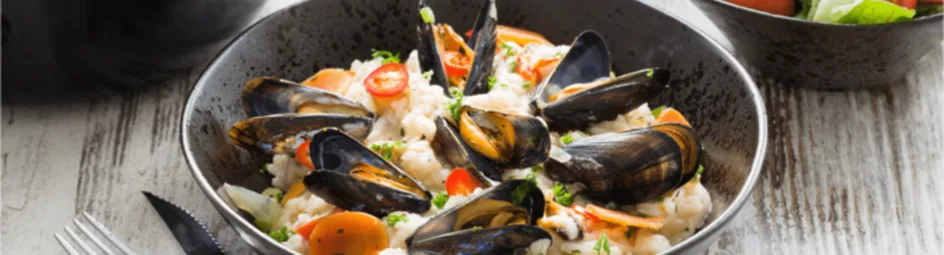 Romige risotto met pittige mosselen