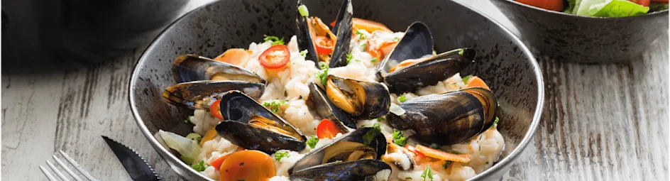 Romige risotto met pittige mosselen