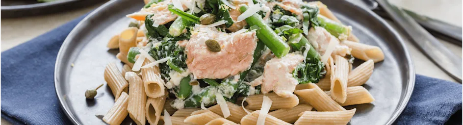 Romige pasta met zalm en citroen
