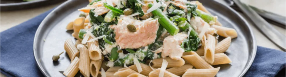 Romige pasta met zalm en citroen
