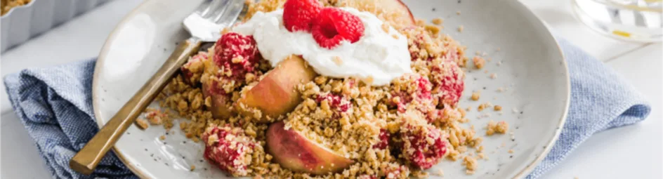 Perzik-frambozen crumble