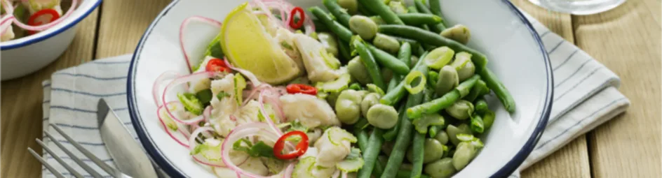 Kabeljauw ceviche met een frisse bonensalade